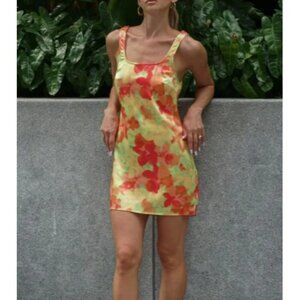 Rumored Monaco Floral Satin Mini Tank Dress XS